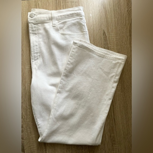 J Brand Franky White High Waisted Straight Leg Cropped Bootcut Jeans - Picture 1 of 8